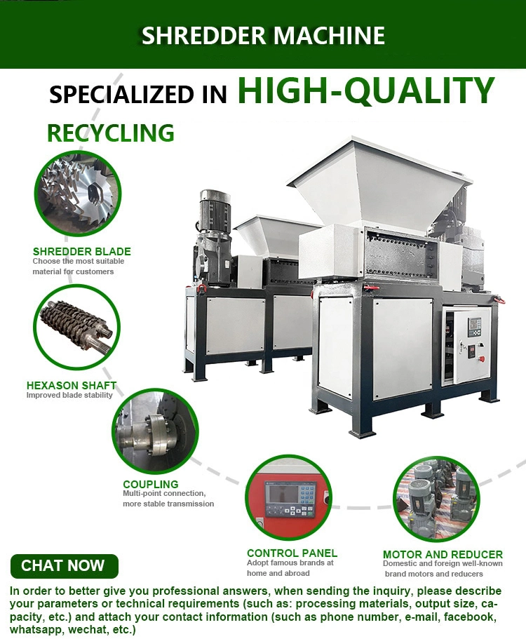 Double Shaft Waste Plastic/Metal/Tire/Wood/Textile/Cardboard Shredder Machine